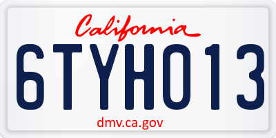CA license plate 6TYH013
