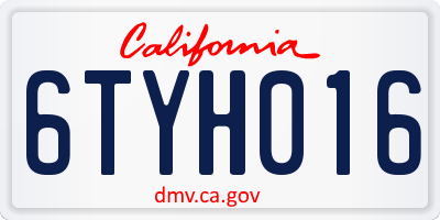 CA license plate 6TYH016