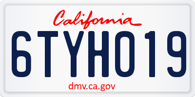 CA license plate 6TYH019