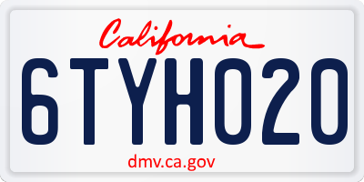 CA license plate 6TYH020