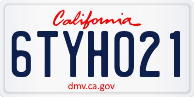 CA license plate 6TYH021