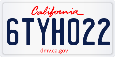 CA license plate 6TYH022