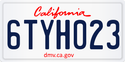 CA license plate 6TYH023