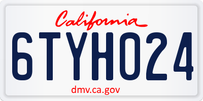 CA license plate 6TYH024