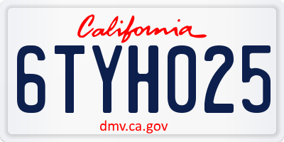 CA license plate 6TYH025