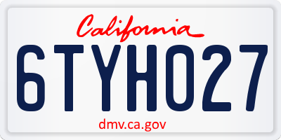 CA license plate 6TYH027
