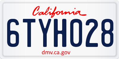 CA license plate 6TYH028