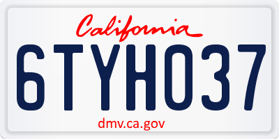 CA license plate 6TYH037