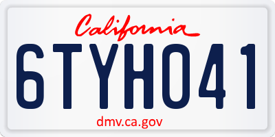 CA license plate 6TYH041