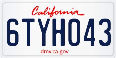 CA license plate 6TYH043