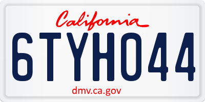 CA license plate 6TYH044