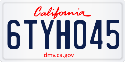 CA license plate 6TYH045