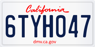 CA license plate 6TYH047