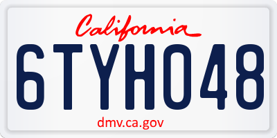 CA license plate 6TYH048