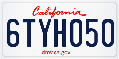 CA license plate 6TYH050