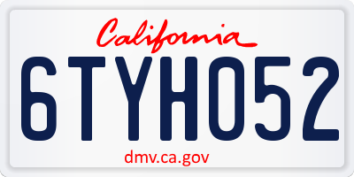 CA license plate 6TYH052