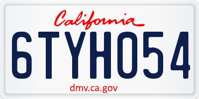 CA license plate 6TYH054
