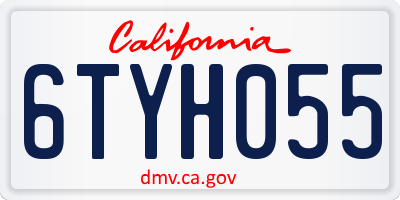 CA license plate 6TYH055