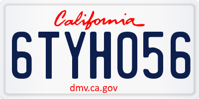 CA license plate 6TYH056