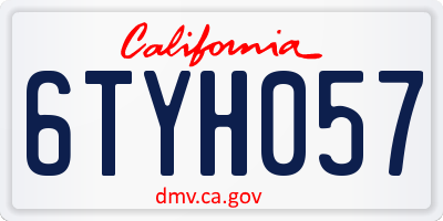 CA license plate 6TYH057