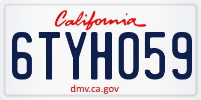 CA license plate 6TYH059