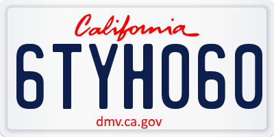 CA license plate 6TYH060