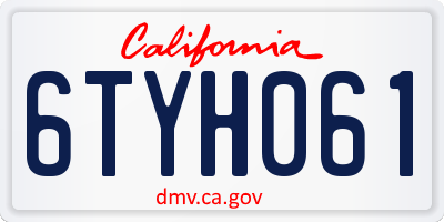 CA license plate 6TYH061