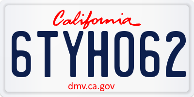 CA license plate 6TYH062