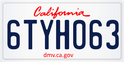 CA license plate 6TYH063