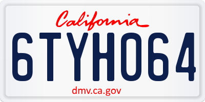 CA license plate 6TYH064