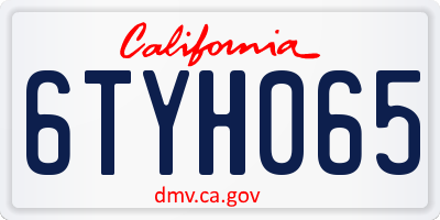 CA license plate 6TYH065