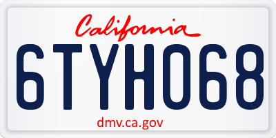 CA license plate 6TYH068