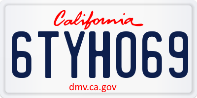 CA license plate 6TYH069