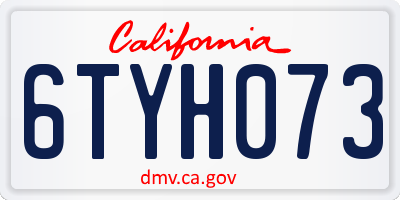 CA license plate 6TYH073