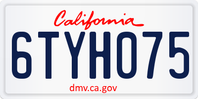 CA license plate 6TYH075