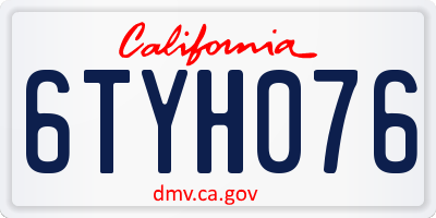 CA license plate 6TYH076