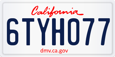 CA license plate 6TYH077