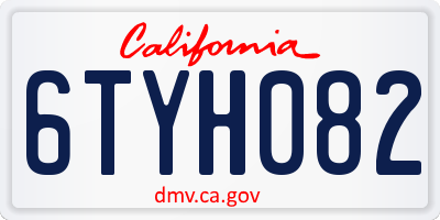 CA license plate 6TYH082