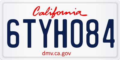 CA license plate 6TYH084
