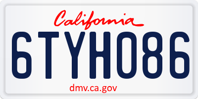 CA license plate 6TYH086