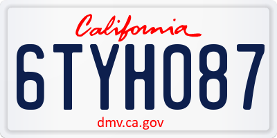 CA license plate 6TYH087