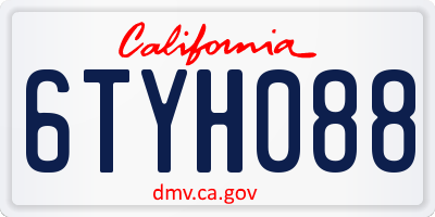 CA license plate 6TYH088