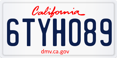 CA license plate 6TYH089