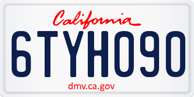 CA license plate 6TYH090