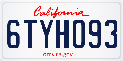 CA license plate 6TYH093