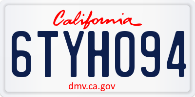 CA license plate 6TYH094