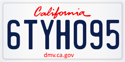 CA license plate 6TYH095