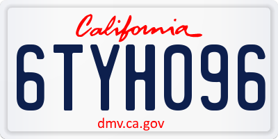 CA license plate 6TYH096