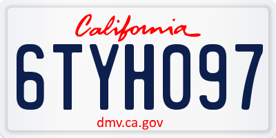 CA license plate 6TYH097