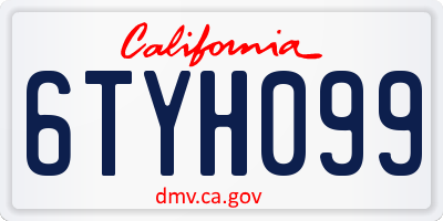 CA license plate 6TYH099